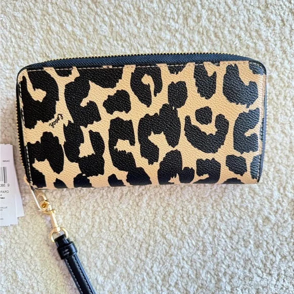 Coach Black and Tan Leopard Wristlet - Picture 2 of 6